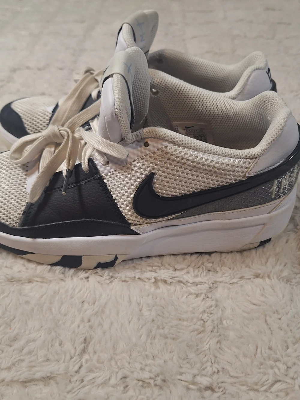 Nike Kids Ja 1 White and Black Mesh Low-Top Sneakers